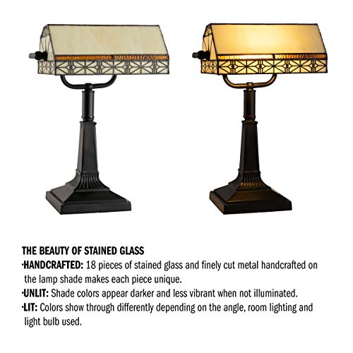Tiffany Style Bankers Desk Lamp with Stained Glass Shade