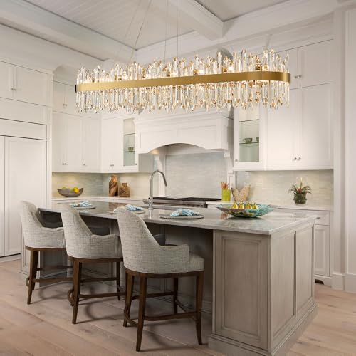 Gold Oval Crystal Chandelier L57 inch
