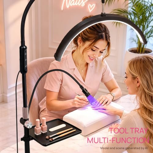 Half Moon Floor Lash Lamp with Curing Light and Foot Pedal
