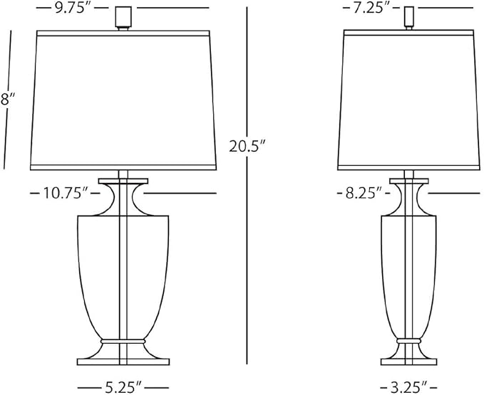 Robert Abbey 3329B Lamps with Rectangular Black Dupioni Silk Shades, Clear Crystal/Silver Plate Accents Finish, 20.5" x 5.13" x 20.5"