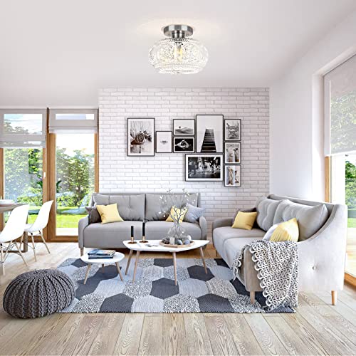 Globe Glass Semi Flush Mount Ceiling Light Fixture