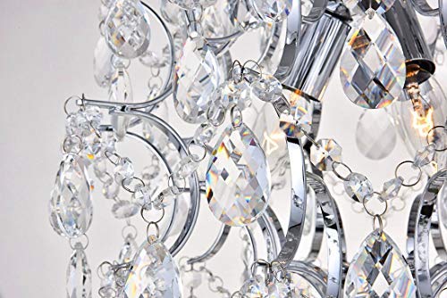 Modern Pendant Chandelier Crystal Raindrop Lighting Ceiling Light Fixture Lamp for Dining Room Bathroom Bedroom Livingroom entryway 3 E12 Bulbs Required D16 in x H18 in
