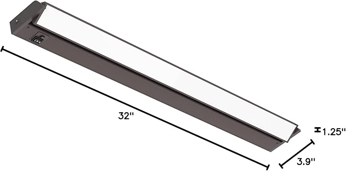 GETINLIGHT 32-inch Swivel LED Under Cabinet Lights, Glass Lens, Selectable White 2700K/4000K/5000K, Dimmable with Wall Dimmers, Bronze Finish, IN-0202-4-BZ
