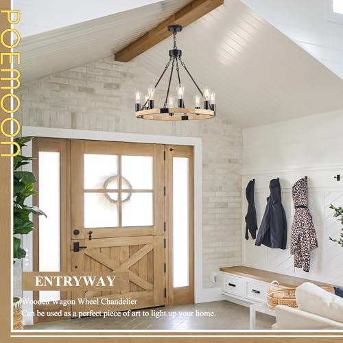 Natural Wooden Wagon Wheel Chandelier 8