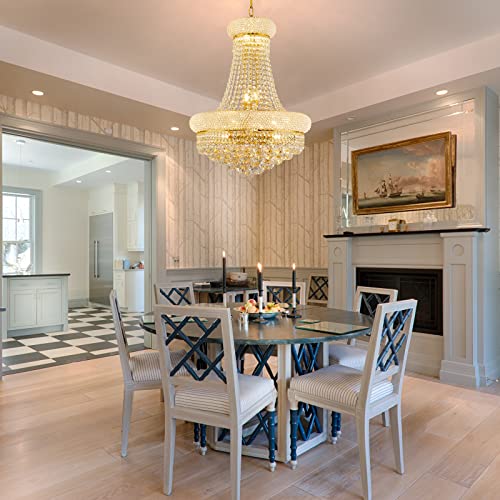 12 Lights Gold Finish Empire Crystal Chandelier Lighting for Dining Room Living Room Foyer Hallway Bedroom Entryway