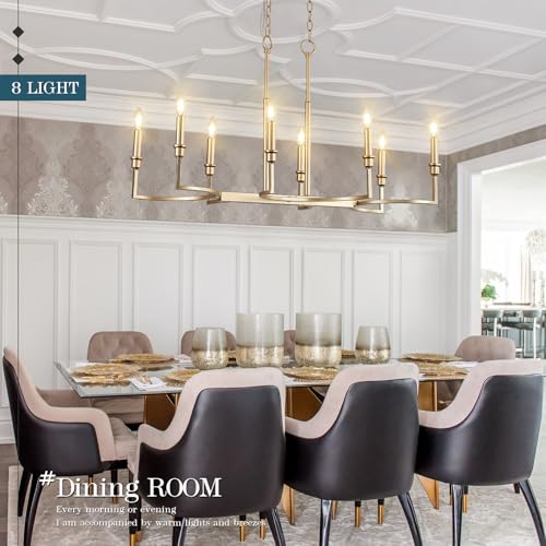 8 Light Candelabra Chandelier Dining Room Gold Chandeliers 38in (8 Count)