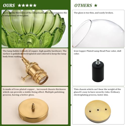 Pendant Light with Green Scindapsus Glass Lmapshade