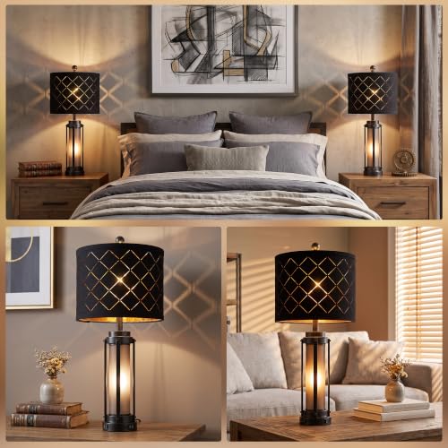 27'' Modern Table Lamp Set of 2 with Nightlight (2 Count)