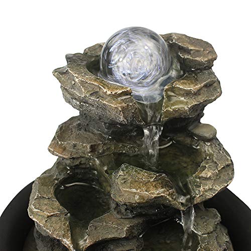 8.3โ High Tabletop Water Fountain with Rotating Crystal Ball and LED Light