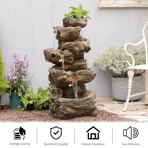 40.6" H Wood Like Water Fountain Indoor & Outdoor 5
