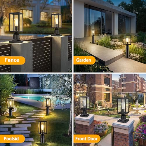 Outdoor Post Lights with Pier Mount Base (2 Count)
