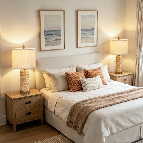 Rattan Table Lamps Set of 2
