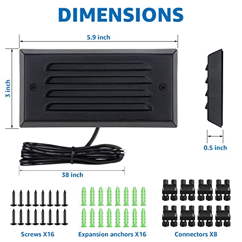 8 Pack Low Voltage Step Lights 5W 6in Outdoor Black Cast (8 Count)