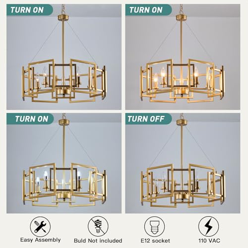 Modern Chandelier Gold Geometric Pendant Lighting Fixture 5
