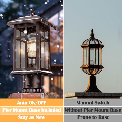Dusk to Dawn Outdoor Hardwired Post Light Electric Bronze 2 Pack (2 Count)