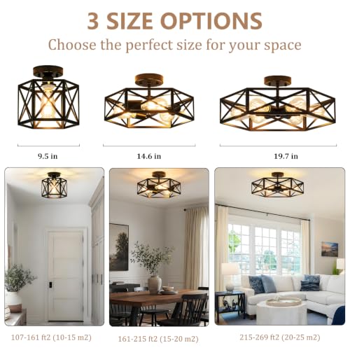 Modern Farmhouse Black Semi Flush Mount Ceiling Light 14.6 Inch (Black / 14.6 Inch)
