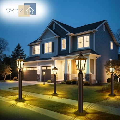 2 Pack Outdoor Solar Lamp Post Light with Pier Mount Base (2 Count)
