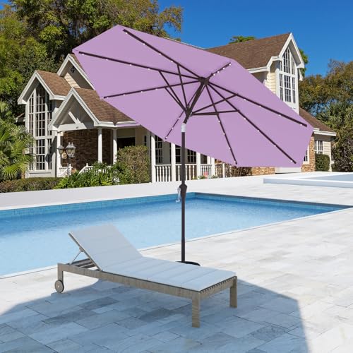 9FT Patio Umbrella with Solar Lights