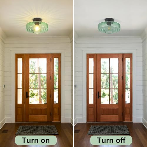 Mid Century Green Glass Ceiling Lights