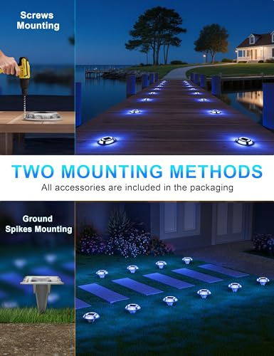 Solar Driveway & Deck Lights 12 Pack Dock Marine Ground LED Lights (12 Count)