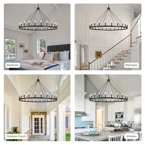 52 inches Black Wagon Wheel Chandelier