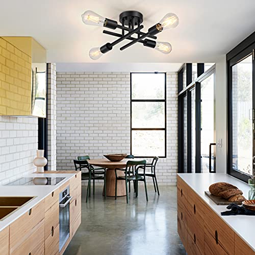 Industrial 4 Light Semi Flush Mount Ceiling Light Fixture