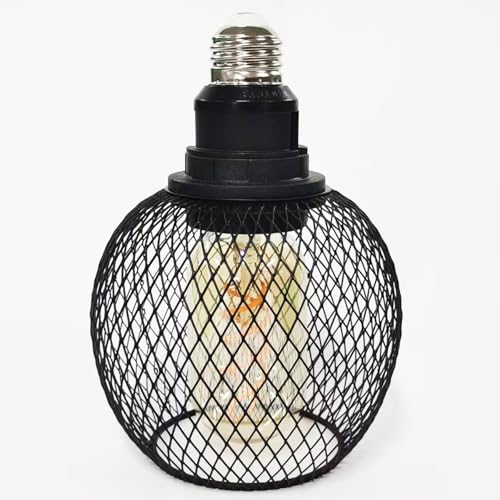 E26 Edison Decorative Light Bulb with Black Metal Cage Vintage Unique Light Fixture
