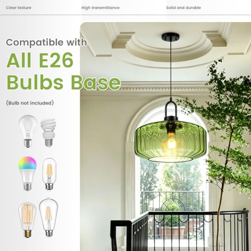 Modern Hanging Light Green Pendant Light Fixture Mid Century 1