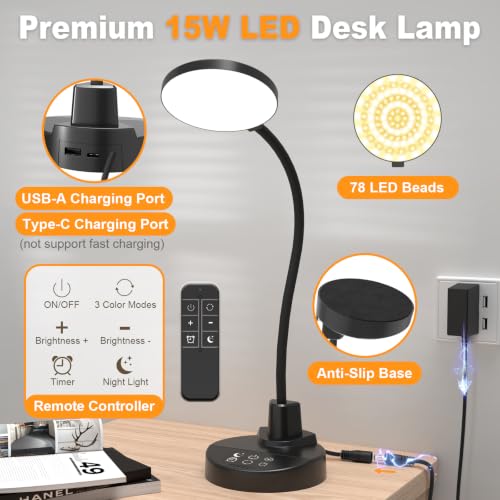 15W LED Desk Lamp with USB Charging Ports