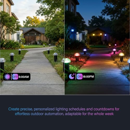 Color Changing Low Voltage Path Lights 12 Pack Mushroom Glass Top