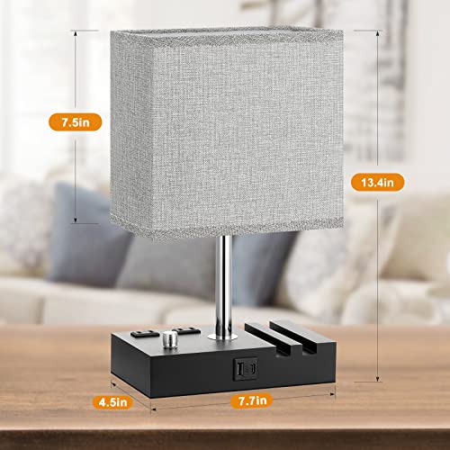 Grey Bedside Table Lamps Set of 2 (2 Count)