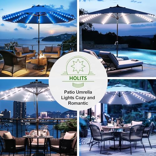 Patio Umbrella Lights Cordless 120 LED Table Umbrella Lights with Remote Control Battery Operated Waterproof Parasol String Lights for 7