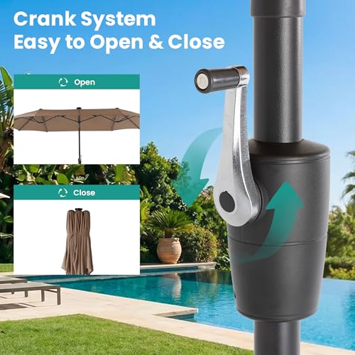 13FT Large Double Sided Patio Umbrella with Solar Lights