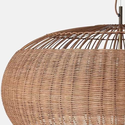 Rattan Handwoven Pendant Lights Adjustable Bamboo Wicker Hanging Lamp