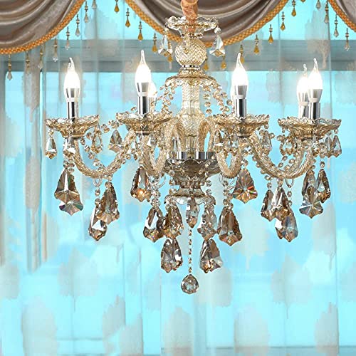 Modern K9 Crystal Chandelier Cognac 6 Lights