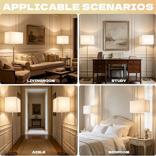 Large White Rectangle Lamp Shades Set of 2 (2 Count)