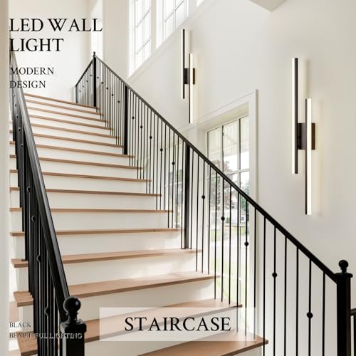 LED Wall Sconce Set of 2 Black Remote Modern LED Vanity Lights Set of 2 Indoor Wall Light Fixtures for Living Room (2 Count)