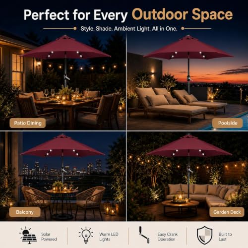 7.5FT Solar Patio Umbrella w