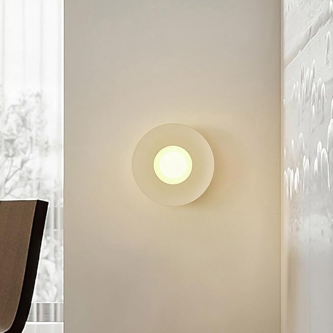Vintage Japanese Wall Sconce, Wabi-Sabi Style Resin Wall Lamps with Globe Glass Lampshade, Hardwired Wall Mounted Light, Art Decor Wall Light Fixtures for Bedroom, Living Room, Dining Room