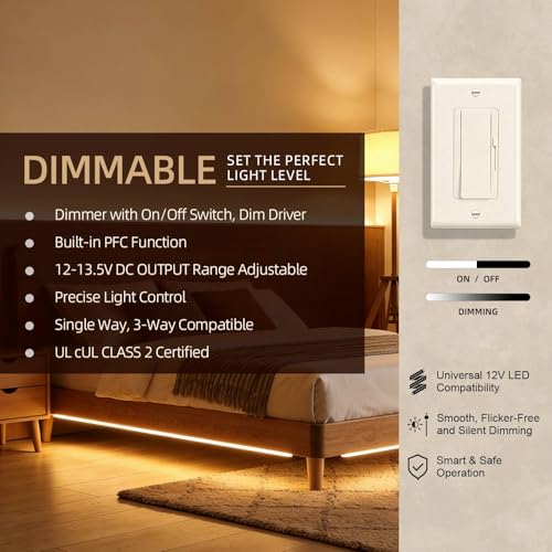 Dimmer Light Switch & 12V 60W Dimmable LED Driver 2 in 1