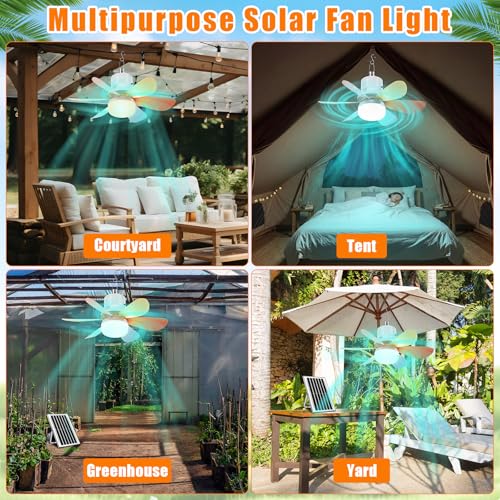 1 Set Solar Powered Ceiling Fan with Light