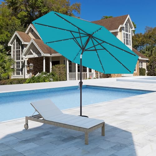 9FT Patio Umbrella with Solar Lights