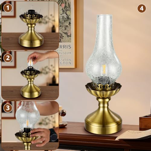 Vintage Brass Table Lamp with Clear Glass Shade