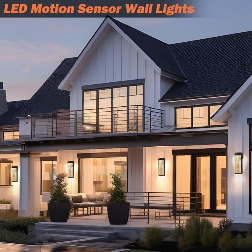 16” Black Motion Sensor Outdoor Lights for House Garage 2 Pack (2 Count)