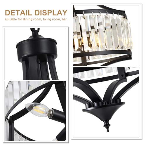 16" Modern Black Crystal Chandelier