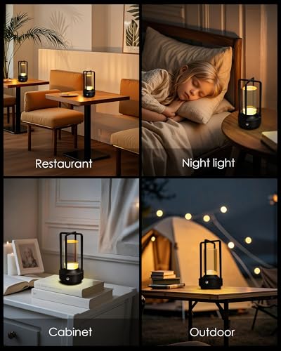 Set of 2 Cordless Table Lamps Rechargeable Desk Lamps Black (2 Count)