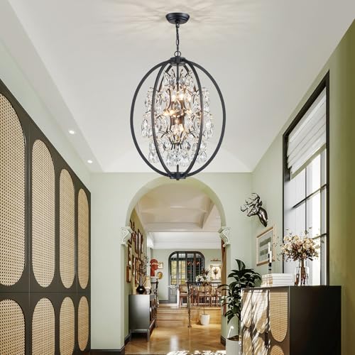 Globe Crystal Chandelier Raindrop Pendant Flushmount Ceiling Light Modern Lighting Fixture for Bedroom Hallway Bar Kitchen Bathroom