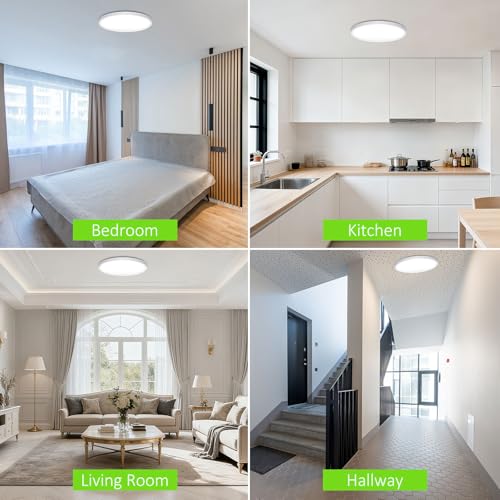 LED Flush Mount Ceiling Light 12in Thin 3CCT White Wired