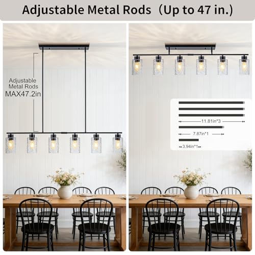 6 Light 45" Wide Dining Room Light Fixture
