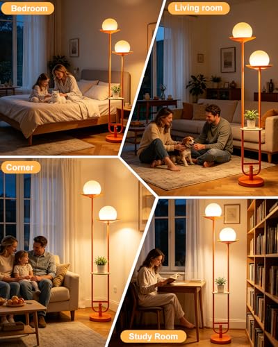 63IN Globe Floor Lamp with Shelf 2 (2 Count)